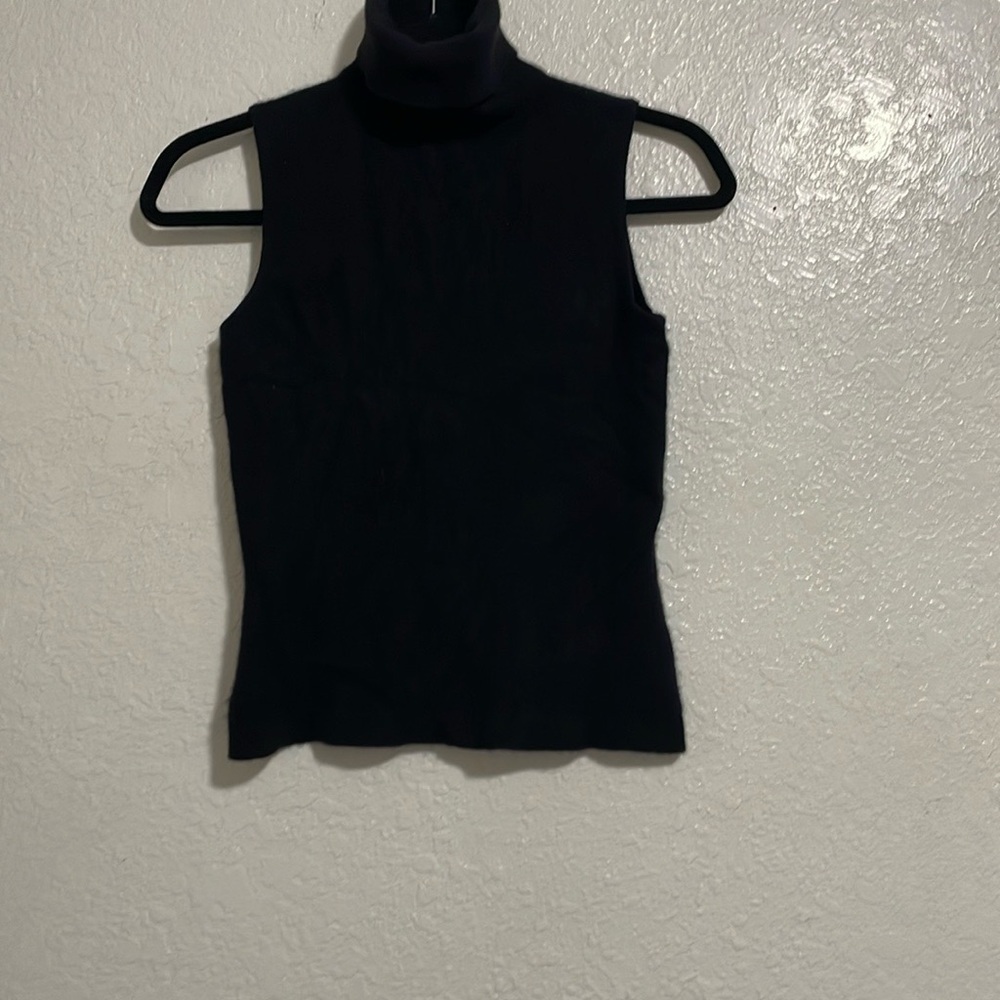 Todd & Duncan 100% Cashmere Black Sleeveless Turtleneck Top